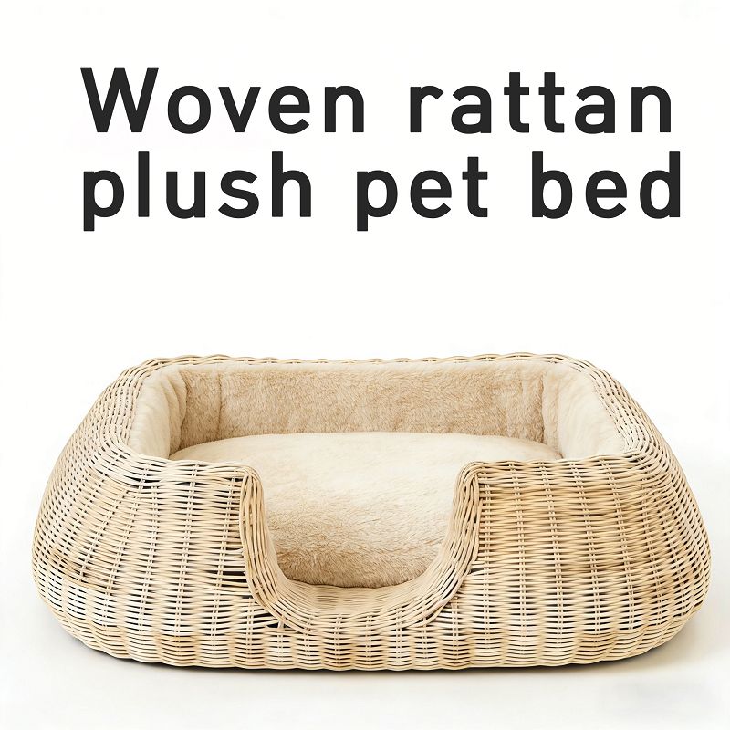Rattan Cat Rúm/gæludýrarúm sem hægt er að þvo alla-árstíðina