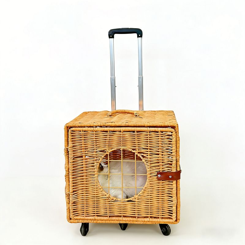 Færanlegt rúllandi kattarrúm með dráttarstöng fyrir bílaferðalög/gæludýrarúm